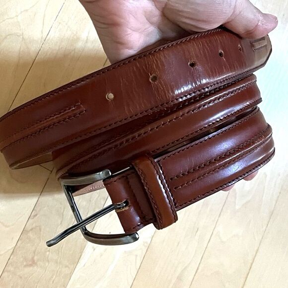 Paul Frederick Genuine Leather Made In Italy Cognac Brown Belt 42 - Picture 5 of 15